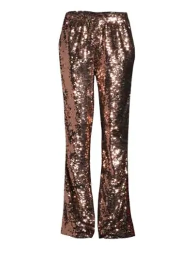Shop Faith Connexion Sequin Side Logo Flared Track Pants In Cuivre