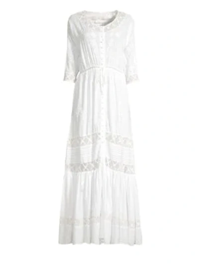Shop Loveshackfancy Callan Floral-embroidered Eyelet A-line Maxi Dress In White