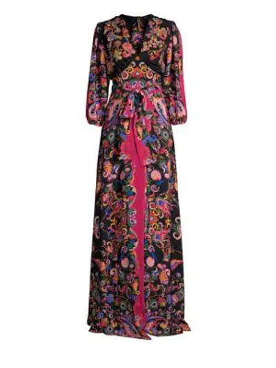 Shop Etro Silk Paisley Sequined Gown In Black