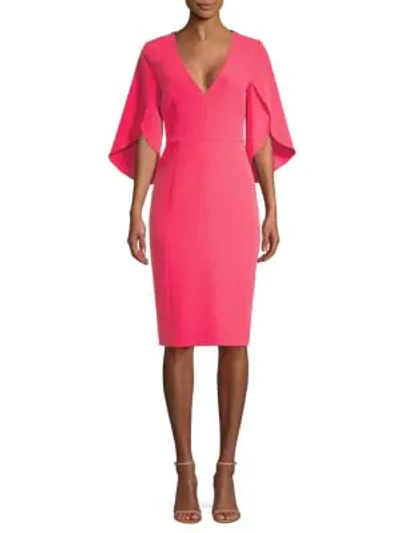 Shop Milly Jana Flutter-sleeve Sheath Dress In Guava