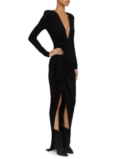 Shop Alexandre Vauthier Stretch Jersey V-neck Gown In Black