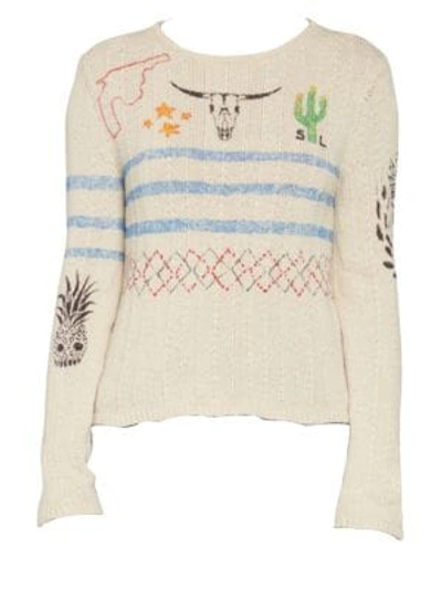 Shop Saint Laurent Arizona Print Sweater In Natural