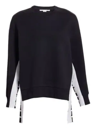 Shop Stella Mccartney Logo Insert Crewneck Sweatshirt In Navy