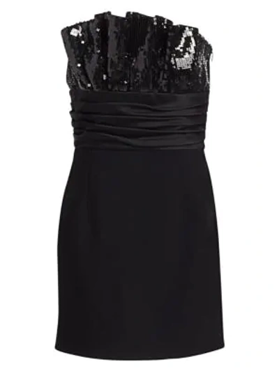 Shop Saint Laurent Double Sable Strapless Sequin Dress In Black