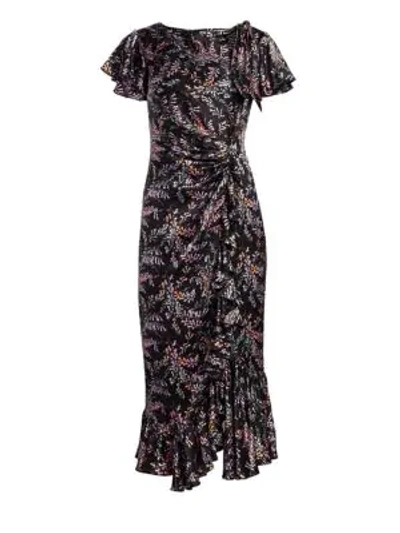 Shop Cinq À Sept Nannon Floral Short Sleeve Dress In Black Multi