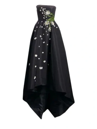 Shop Monique Lhuillier Strapless Embellished Ball Gown In Noir