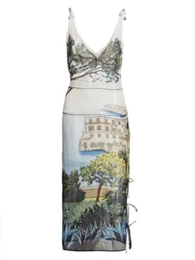 Shop Altuzarra Silk Tuscany Print Dress In Blue Multi