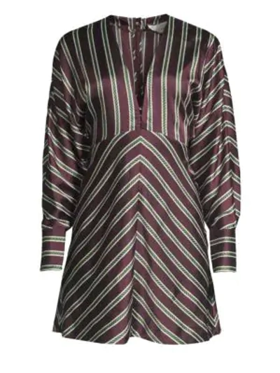Shop Alexis Women's Tena V-neck Striped A-line Dress In Bordeaux