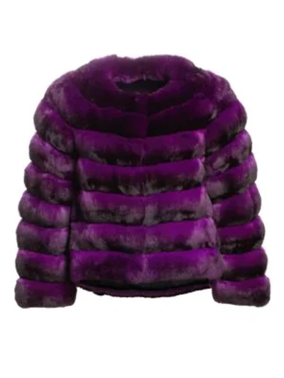 Shop The Fur Salon Collarless Chinchilla Fur Jacket In Purple