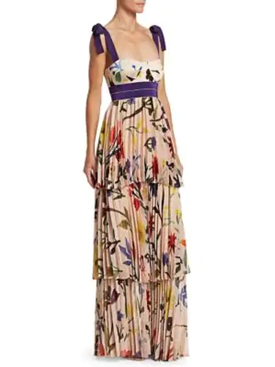 Shop Silvia Tcherassi Silk-stretch Floral Garden Dress