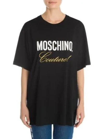 Shop Moschino Oversize Logo Couture Tee In Black Multi