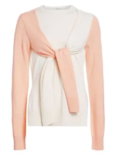 Shop Loewe Cashmere Double-layer Sweater In Pink Beige