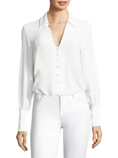 Shop L Agence Naomi Button-loop Silk Blouse In Ivory