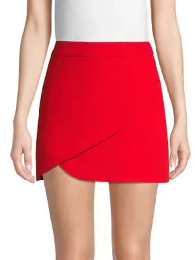 Shop Alice And Olivia Dasia Asymmetric Fold Mini Skirt In Cherry