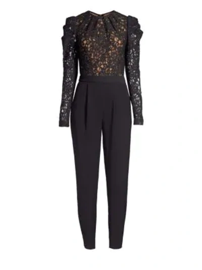 Shop Michael Michael Kors Corded Rose Garden Lace Jumpsuit In Black