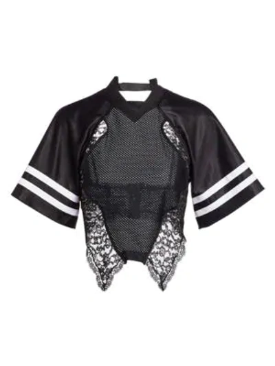Shop Alexander Wang Lace & Jersey Hybrid Top In Black