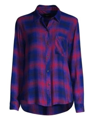 Shop Rails Hunter Plaid Button-down Shirt In Azure Scarlet