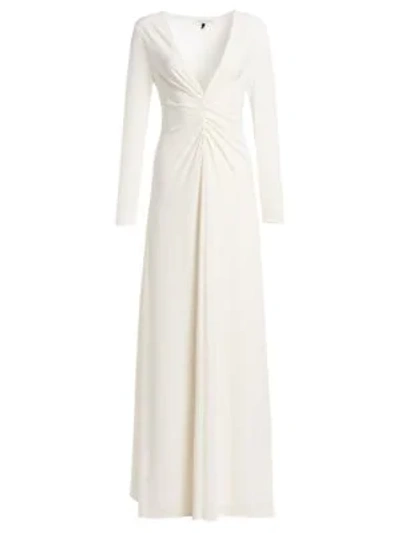 Shop Halston Heritage Ruched Front Column Gown In Cream