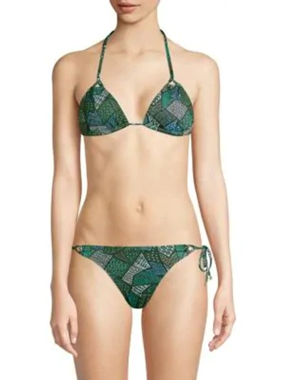Shop Thorsun Alex Tile String Bikini Set In Green