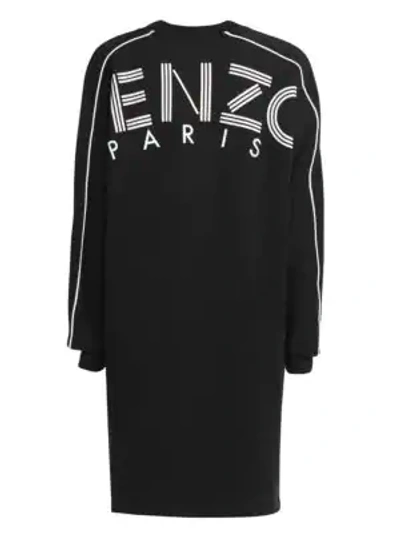 Shop Kenzo Logo Back Sweatshirt-dress In Black