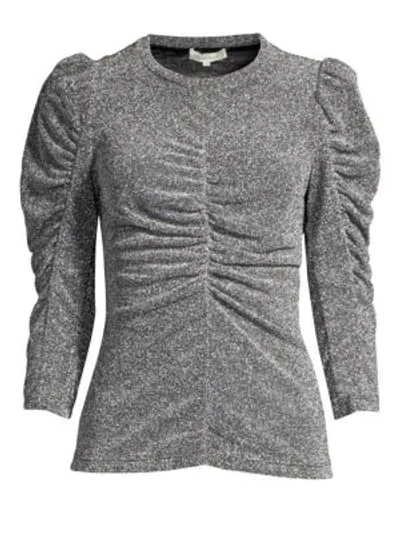 Shop Rebecca Taylor Lurex Ruched Top In Silver