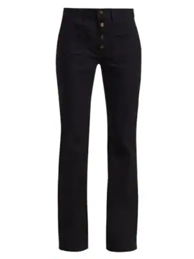 Shop Saint Laurent Women's Patch Pocket Flare Jeans In Black