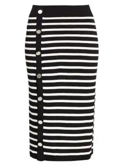 Shop Altuzarra Striped Button-up Skirt In Black Ivory