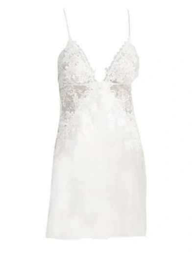 Shop Jonquil Sutton Lace Satin Chemise In Ivory