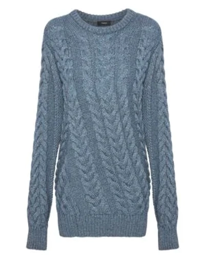 Shop Theory Twisting Cable Sweater In Denim