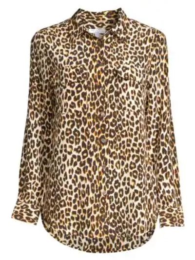 Shop Equipment Slim Signature Silk Leopard Print Shirt In Natural