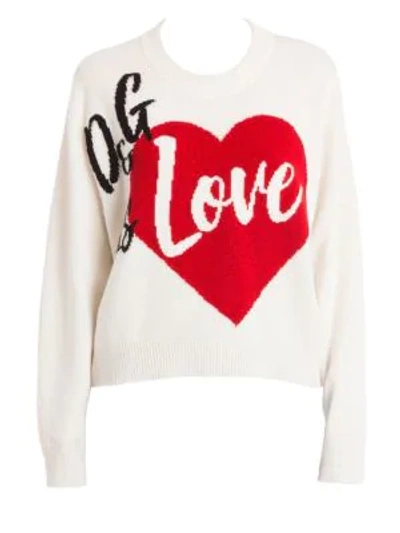 Shop Dolce & Gabbana D&g Is Love Itarsia Knit Sweater In Ivory