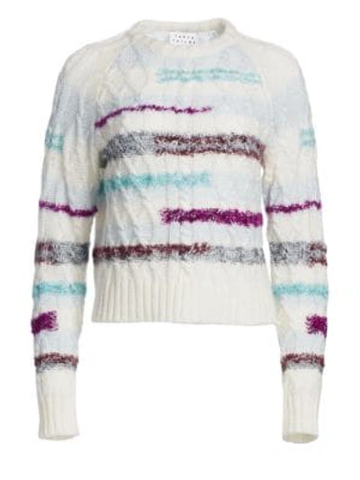Shop Tanya Taylor Cable Knit Wool-blend Sweater In Cream Multi