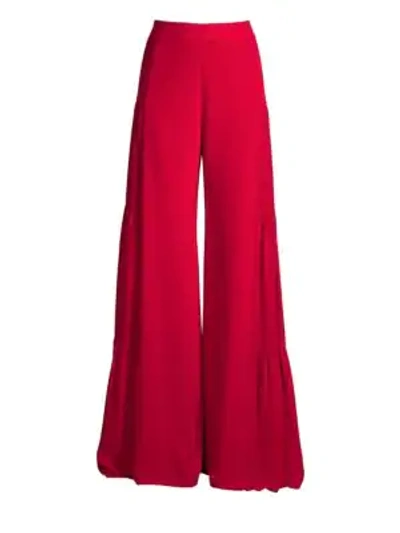 Shop Alexis Talley Silk Flare Pants In Cherry