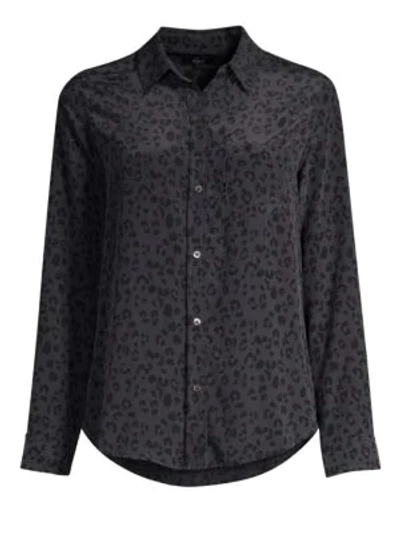 Shop Rails Kate Cheetah Print Silk Button-down Shirt In Onyx Cheetah