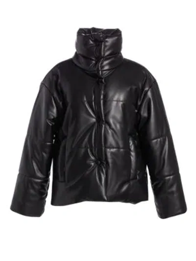 Shop Nanushka Vegan Leather Puffer Jacket In Black