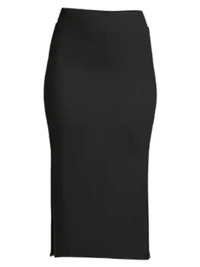 Shop Atm Anthony Thomas Melillo Side-slit Knit Midi Skirt In Black