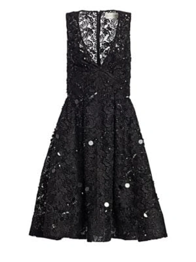 Shop Ahluwalia Jayda Sequin & Lace Cocktail Dress In Jet Black