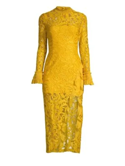 Shop Alexis Fala Lace Midi Dress In Gold Lace