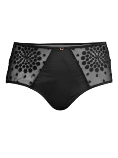 Shop Chantelle Etoile Embroidered High-rise Briefs In Black