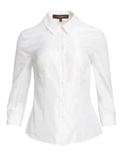 Shop Carolina Herrera Signature Taffeta Blouse In Natural White