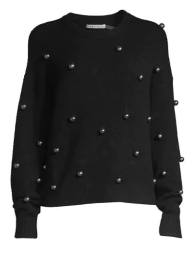 Shop Alice And Olivia Gleeson Metal Ball Pullover In Black Silver