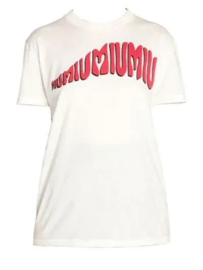 Shop Miu Miu Psycadelic Print T-shirt In Bianco