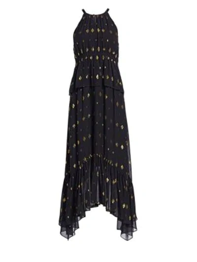 Shop A.l.c Rosa Filcoupe Midi Dress In Black Gold