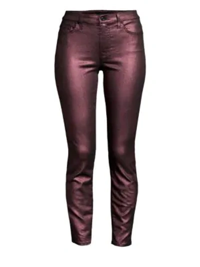 Shop 7 For All Mankind Metallic Ankle Skinny Jeans In Plum