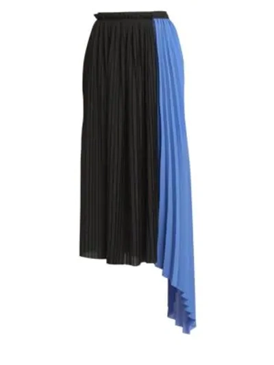Shop Kenzo Pleated Asymmetric Midi Skirt In Black