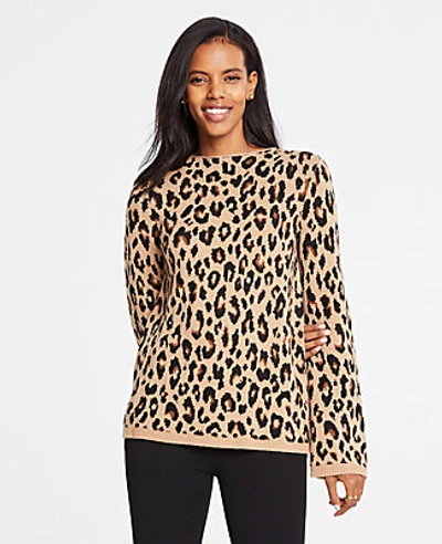 Shop Ann Taylor Spotted Mock Neck Sweater In Cashew Crunch