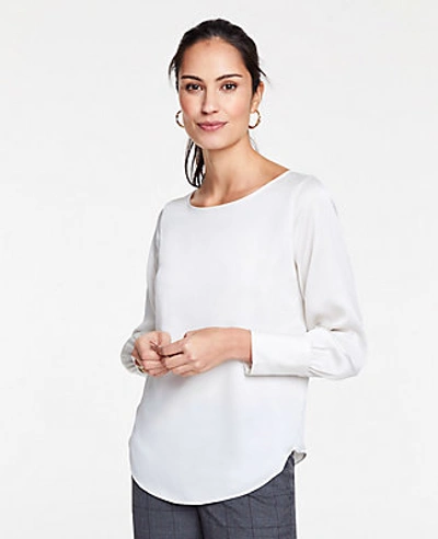 Shop Ann Taylor Boatneck Blouse In Winter White