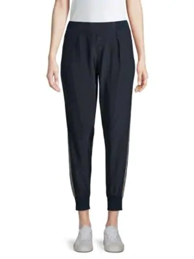 Shop Atm Anthony Thomas Melillo Side Stripe Silk Track Pants In Midnight