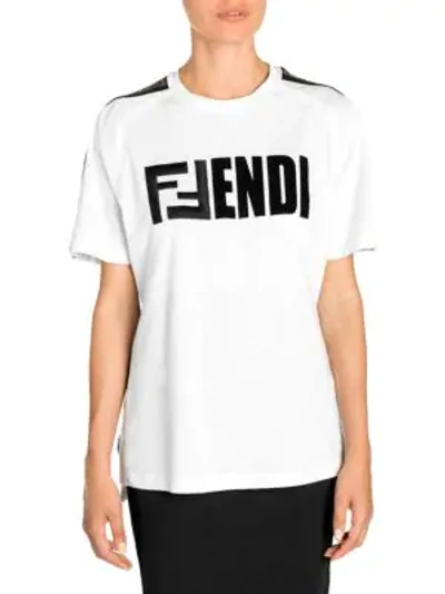 Shop Fendi Short Sleeve Logo Stripe T-shirt In White