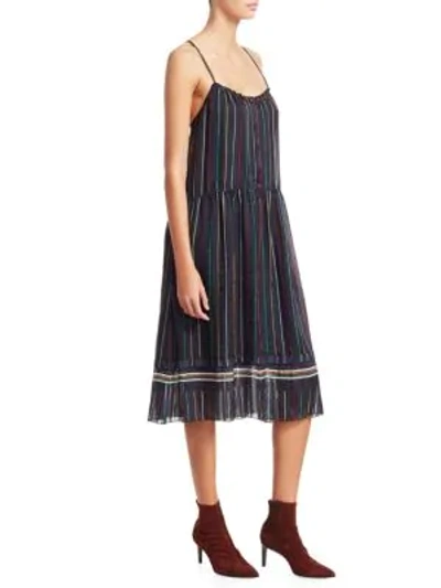 Shop Rag & Bone Austin Stripe Silk Dress In Black Stripe